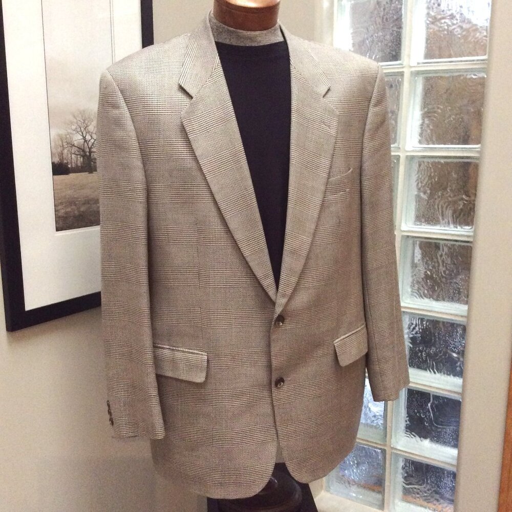 BAUMLER Classy Blazer Black Check Silk Wool Sport Suit Jacket 46L